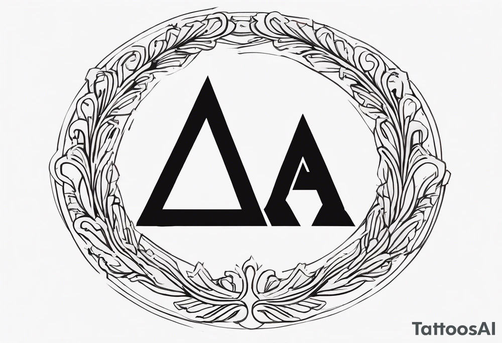 Simplistic greek letter delta inside a circle made from chain and whip elements tattoo idea