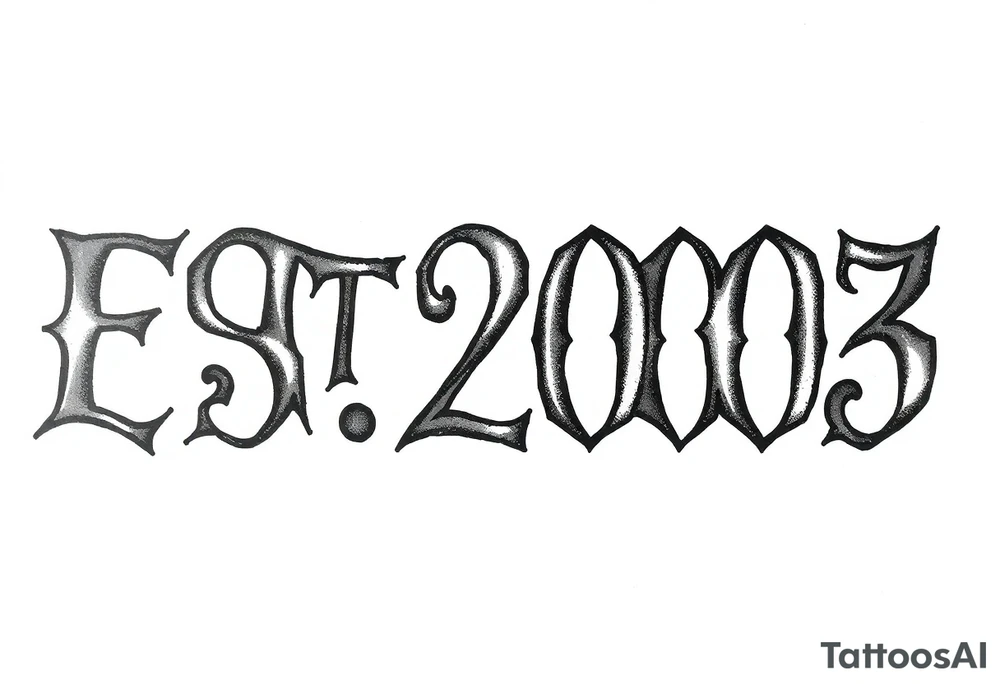 EST.2003 thick text with outlined tattoo idea