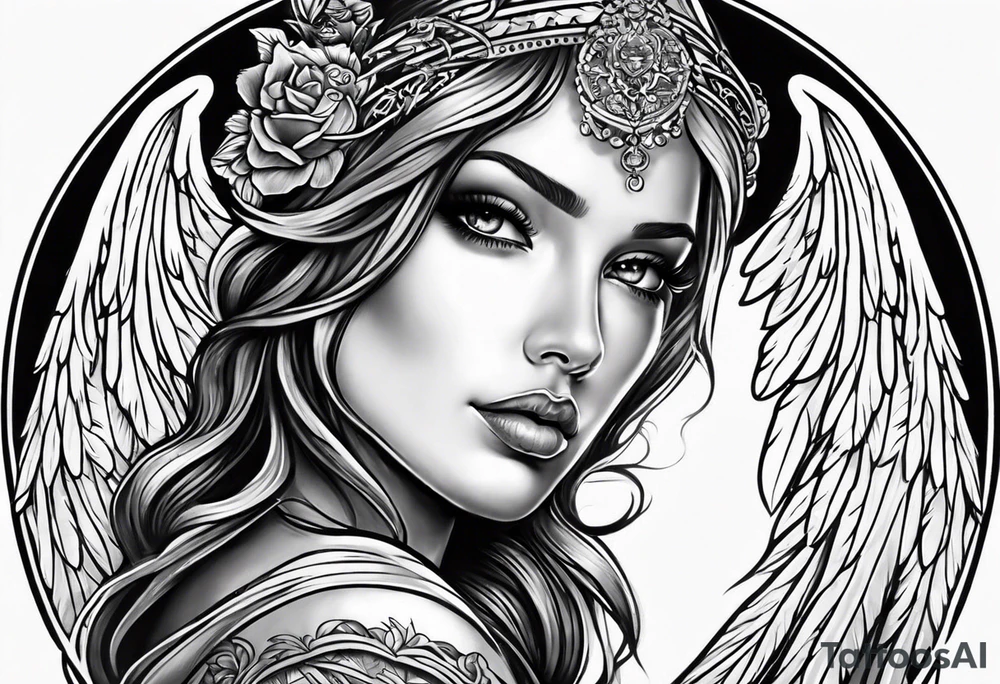 Female angel tattoo idea