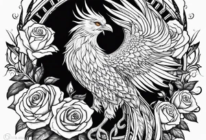 phoenix rising from roses and thorns tattoo idea
