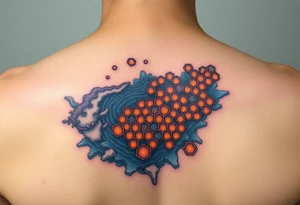 Honey comb ocean scene tattoo idea