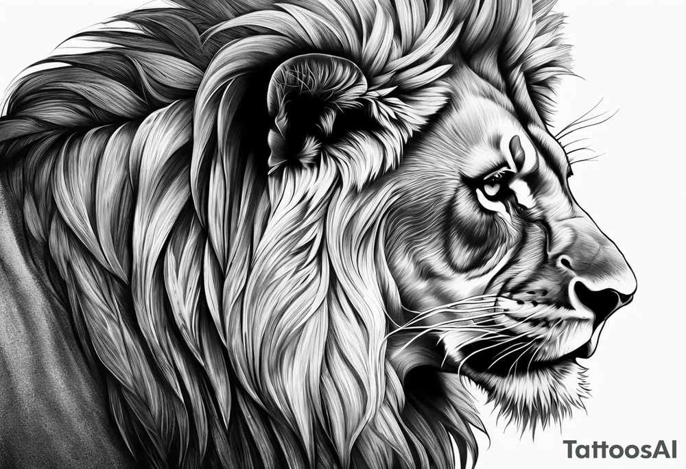 powerful majestic lion, close-up tattoo idea