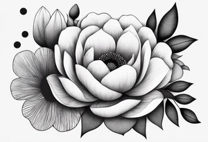 Create a whimsical floral tattoo with abstract shapes and soft curves, capturing the essence of femininity in a minimalist style. tattoo idea