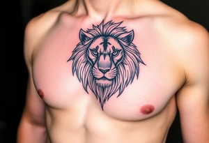 lion one one pec tattoo idea