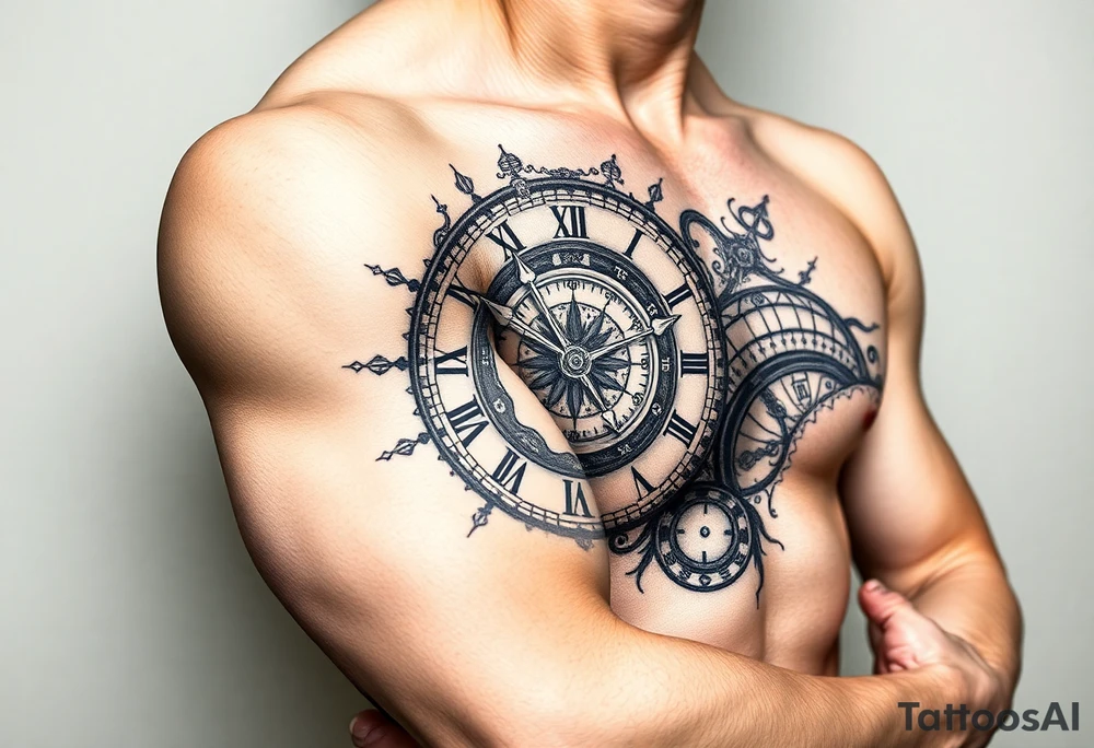 vintage roman numerals within ornate clockwork mechanism with an quote tattoo idea