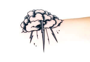 Black storm clouds with rain & lightning bolts tattoo idea