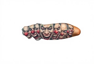 creative collage of different emotional clown faces tattoo idea