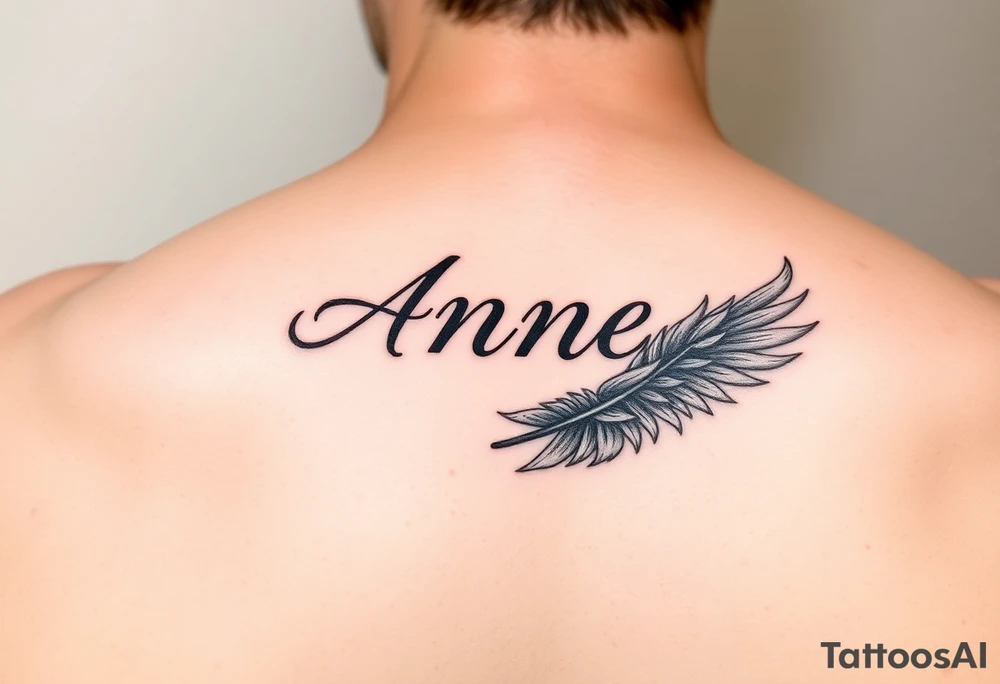 the name Anne in a phoenix feather tattoo idea