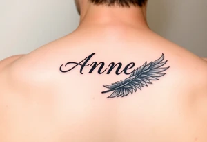 the name Anne in a phoenix feather tattoo idea