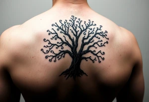 Flowing asymmetrical symbolic tree quarter sleeve on shoulder. Should not look realistic. Combination of tree of Gondor and Yggdrasil. tattoo idea