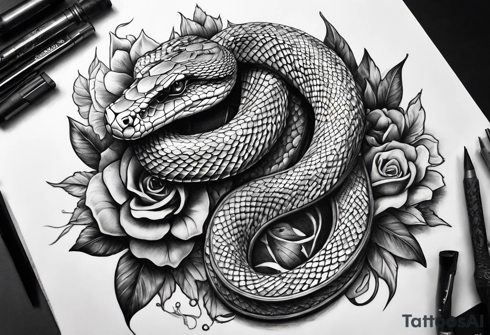 Snake on gun tattoo idea