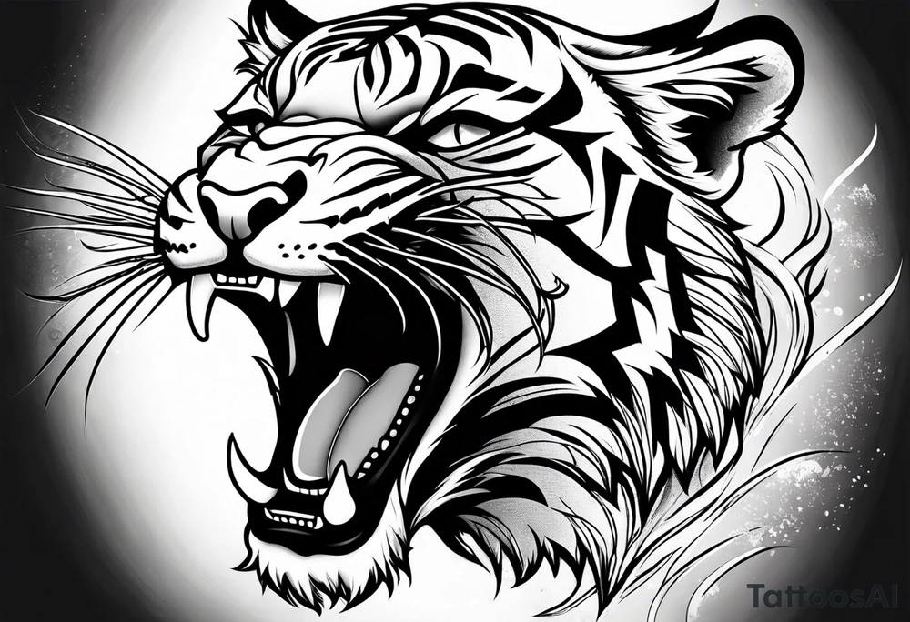 tiger smiling leaping tattoo idea