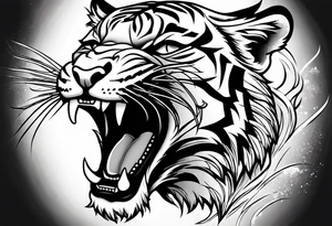 tiger smiling leaping tattoo idea