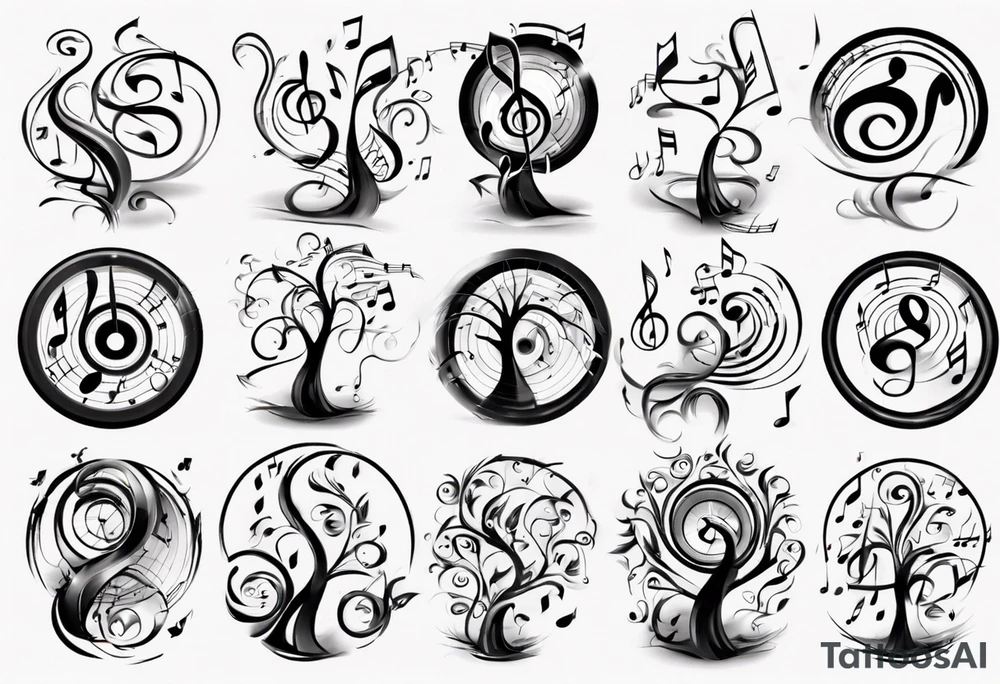 music speaker note tree stave notes tattoo idea