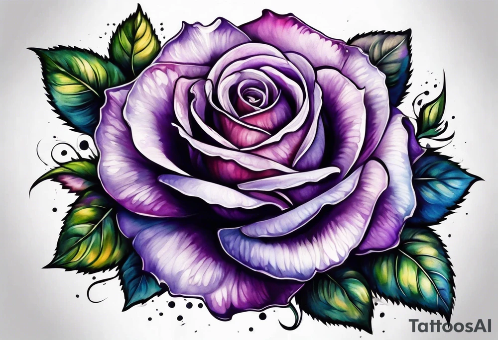 Purple rose tattoo idea