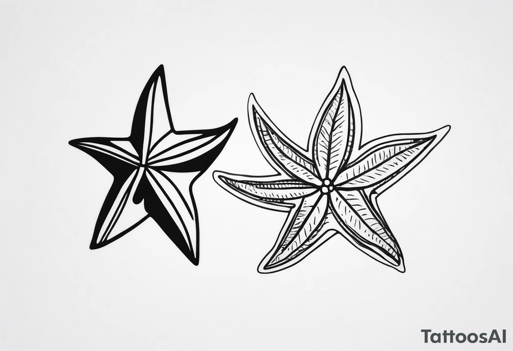 Two different star fish on top of olive branch tattoo idea Two different star fish on top of olive branch tattoo idea