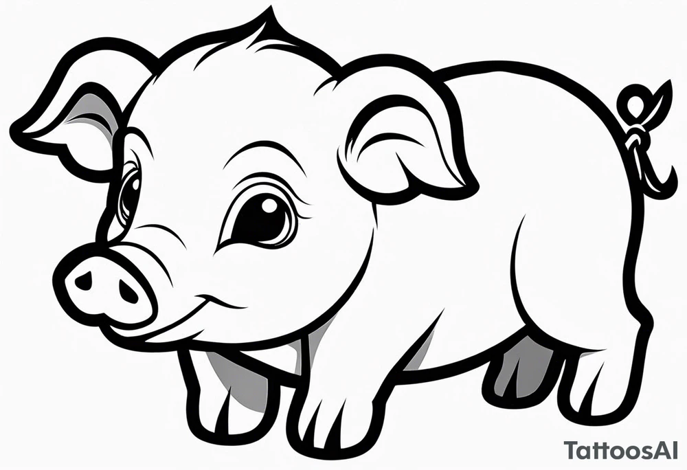 very cute happy piglet.
outline only.
black and white only.
only show the piglet. no extra lines or decoration.
no black shading.
dont make the ears too big.
draw only with very thin lines (1px)

should look like a tattoo that will only take 15 minutes to draw tattoo idea