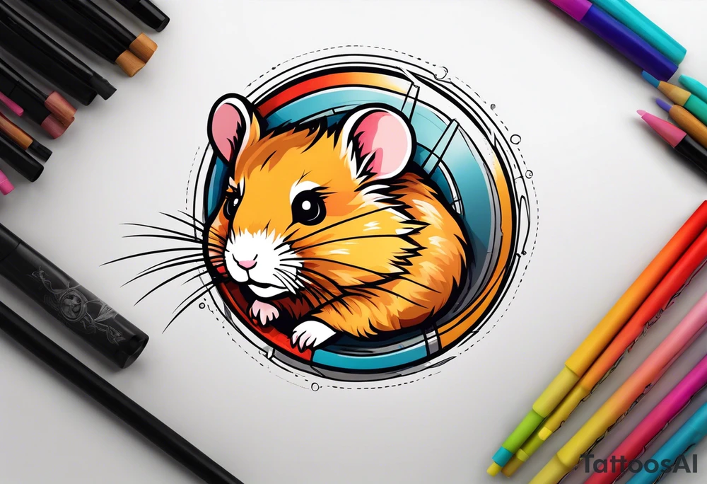 A hamster running in his wheel tattoo idea