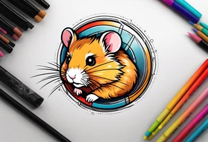 A hamster running in his wheel tattoo idea