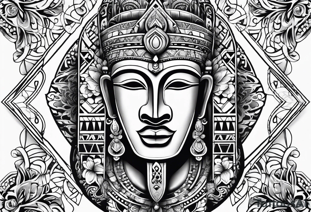 Tribal with only flowers and patterns tattoo idea