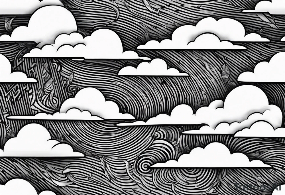 clouds swirl vignette tattoo idea