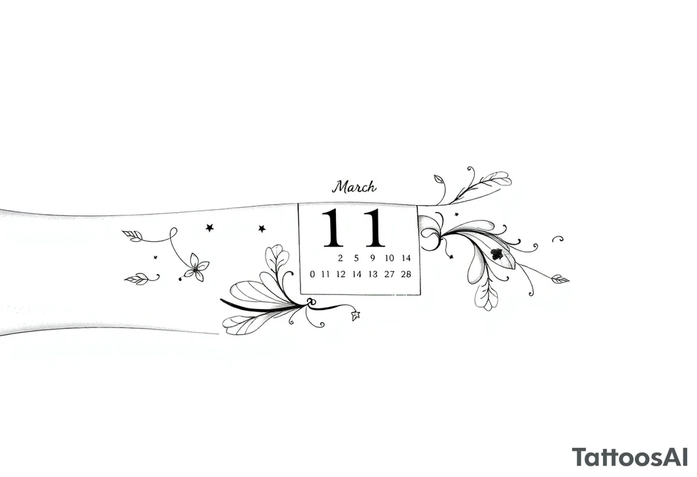 A calendar with 11th March tattoo idea