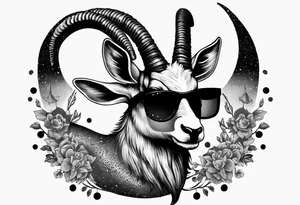 capricorn with sunglasses and gun tattoo idea