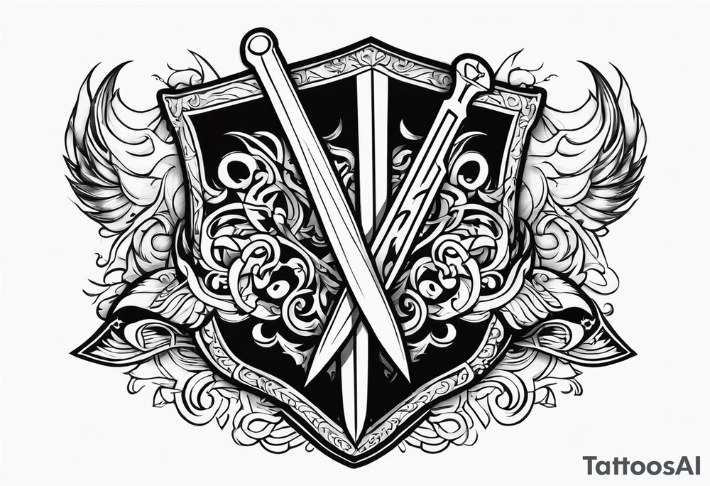 Valhalla shield fire sword tattoo idea