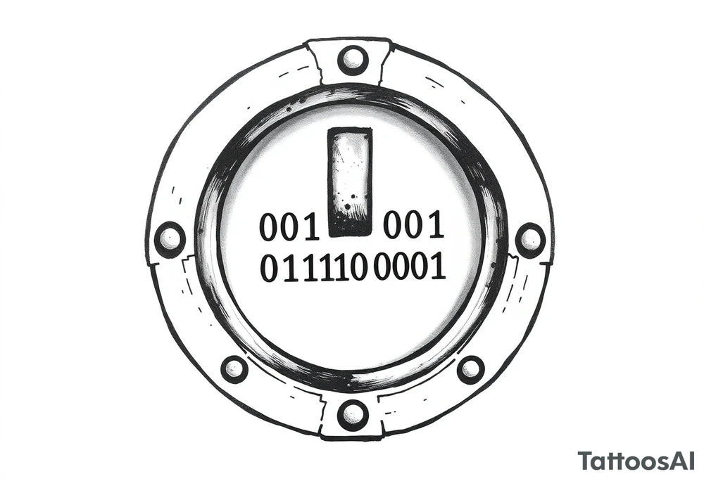 A Power Button with the Binary Text "00100001 01100011 01110000 01110101" Embedded in the button tattoo idea