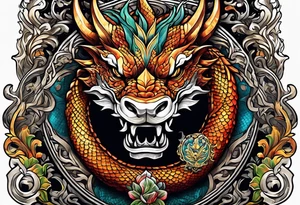 "Property of Master Wolek" with Small dragon head tattoo idea