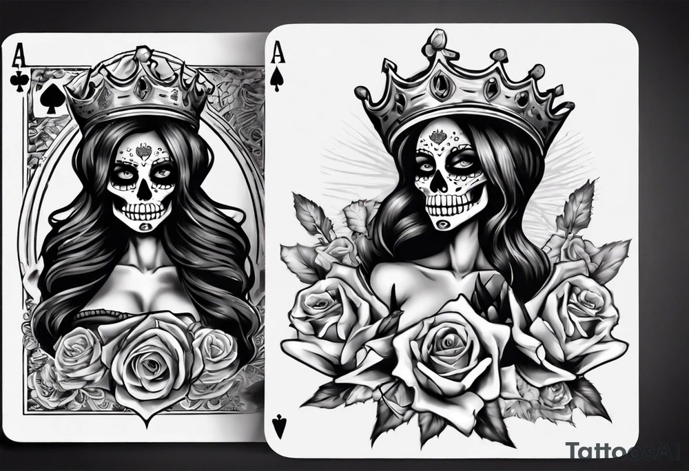 santa la muerta with money and crown
on the card tattoo idea