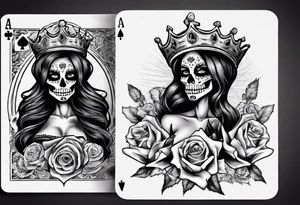 santa la muerta with money and crown
on the card tattoo idea