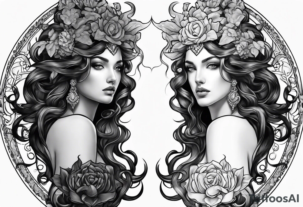 Persephone and medusa side by side tattoo idea