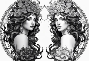 Persephone and medusa side by side tattoo idea