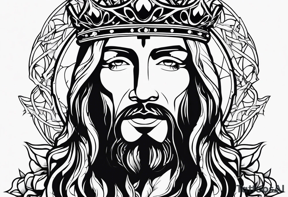 jesus rose thorn crown tattoo idea