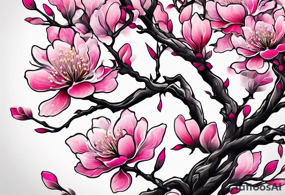 pink silktree blossoms floating tattoo idea