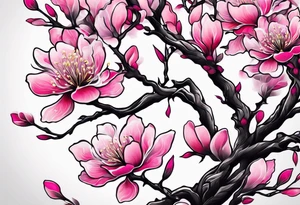 pink silktree blossoms floating tattoo idea
