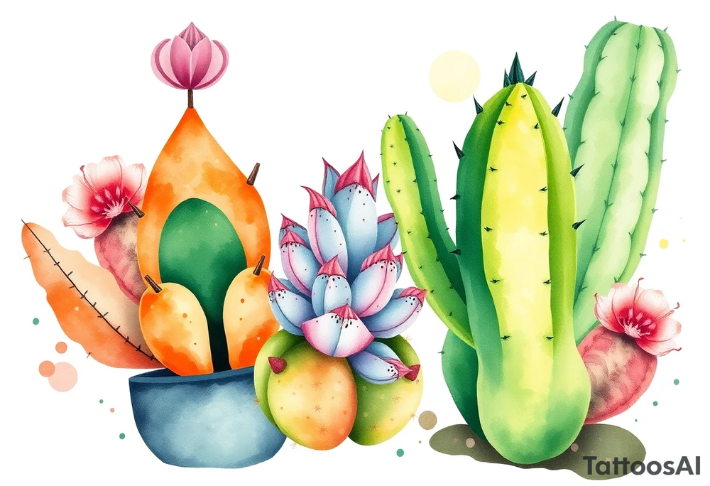 Cute cacti tattoo idea