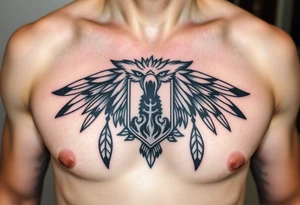 Native American tribal symbol ( wolf, eagle, bear, tree, etc ) with a Caudle emblem or crest tattoo idea