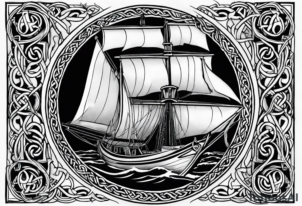 Celtic nautical scene, forearm, half sleeve tattoo idea