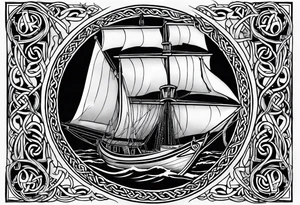Celtic nautical scene, forearm, half sleeve tattoo idea