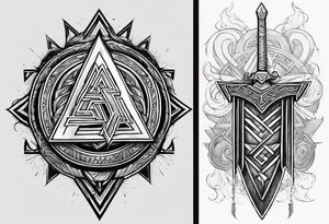 Valhalla valknut shield lightning sword tattoo idea