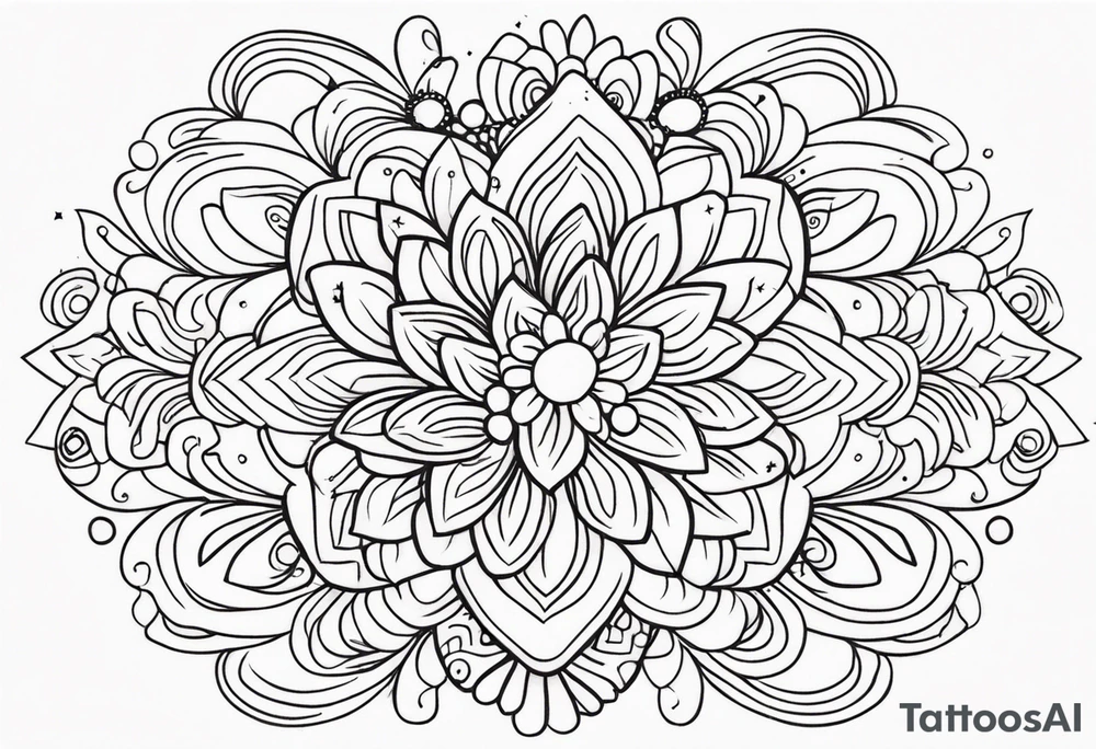 mexican fine line floral with stars, swirls, dots tattoo idea