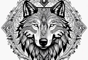 A turkish mhytologic shamanism with wolf and their gods symbol tattoo idea