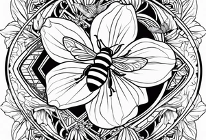 hawaiian flower and bee tattoo idea