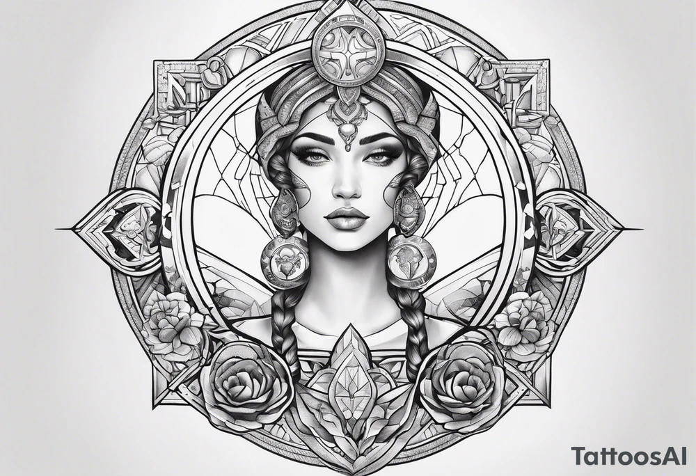 I want an image of an Aries man, a Cancer woman, and a Libra man that balances the two. tattoo idea