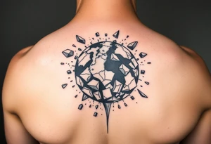 A shattered earth some pieces are crumbling off the Earth tattoo idea