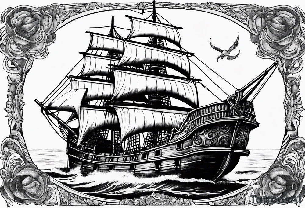 Pirate ship breaking in half tattoo idea