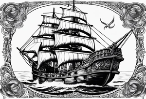 Pirate ship breaking in half tattoo idea