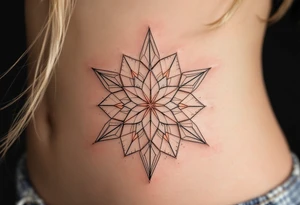 A rose gold eight-pointed star tattoo adds elegance, love, and self-worth. tattoo idea